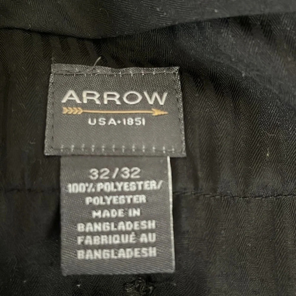 ARROW Mens Slim Dress Pants Black Flat Front Straight Tapered Leg Pockets 32x32 - Picture 6 of 9